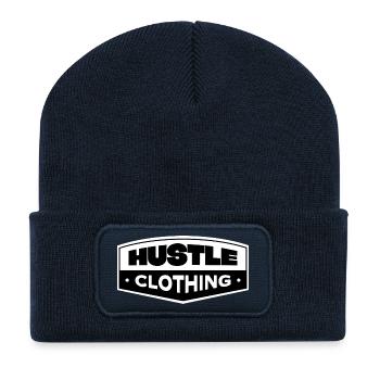 Hustle Clothing Bold Logo Streetwear - Recycelte Patch Beanie - French Navy - Vorne