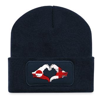 Greenland England flag hands heart shape used - Recycled Patch Beanie - french navy - Front