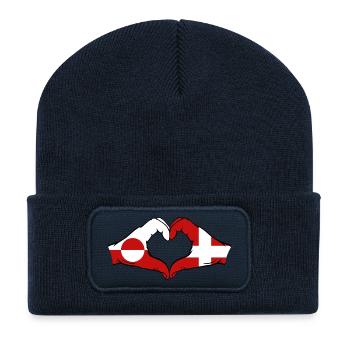 Drapeau du Groenland Danemark Mains Forme de cœur - Beanie recyclé à patch - bleu marine - Devant