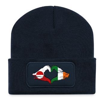 Drapeau du Groenland Irlande Mains Forme de cœur utilisé - Beanie recyclé à patch - bleu marine - Devant
