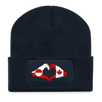 Greenland Canada Flag Hands Heart Shape - Recycled Patch Beanie - french navy - Front