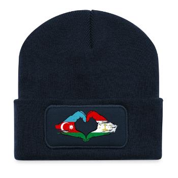 Cœur du drapeau du Tadjikistan d’Azerbaïdjan - Beanie recyclé à patch - bleu marine - Devant