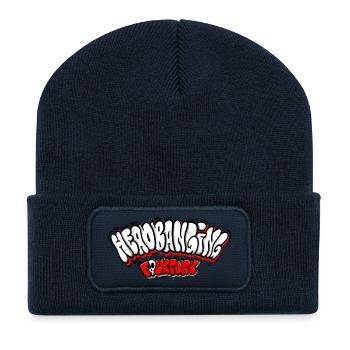 Graffiti sur le réseau de headbanging - Beanie recyclé à patch - bleu marine - Devant