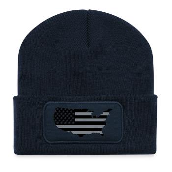 Karte der Vereinigten Staaten - Recycelte Patch Beanie - French Navy - Vorne
