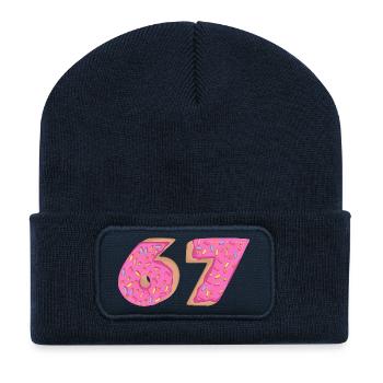 67 - Sixty Seven Number 67 Donut I-ce Cream Meme - Recycelte Patch Beanie - French Navy - Vorne