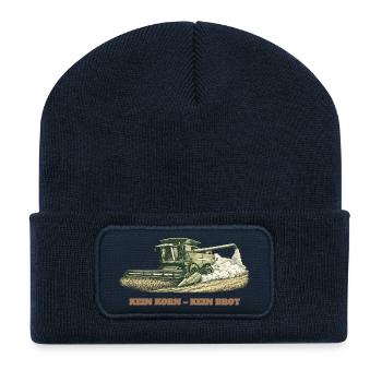 Kein Korn – Kein Brot Landwirtschaftsmotiv - Recycelte Patch Beanie - French Navy - Vorne
