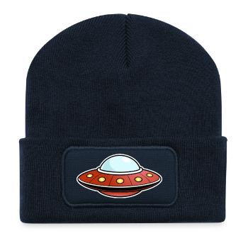 Rouge OVNI - Beanie recyclé à patch - bleu marine - Devant