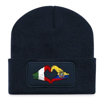 Italy Ecuador flag heart used - Recycled Patch Beanie - french navy - Front