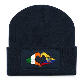 Ireland Ecuador flag heart used - Recycled Patch Beanie - french navy - Front