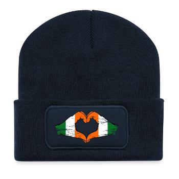 Drapeau de la Côte d’Ivoire d’Irlande Cœur utilisé - Beanie recyclé à patch - bleu marine - Devant
