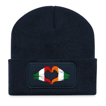 Italie Côte d’Ivoire Drapeau Cœur - Beanie recyclé à patch - bleu marine - Devant