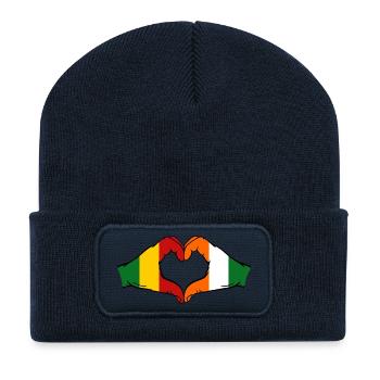 Mali Ivory Coast Flag Hands Heart Shape - Recycled Patch Beanie - french navy - Front