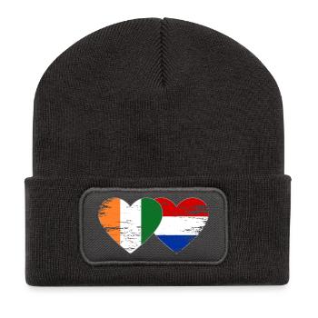 Drapeau de la Côte d’Ivoire Pays-Bas utilisé - Beanie recyclé à patch - charbon - Devant
