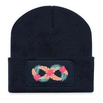 Tropischer Hibiskus-Kreis - Recycelte Patch Beanie - French Navy - Vorne