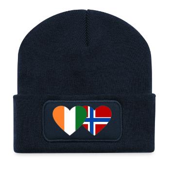 Cœur du drapeau de la Côte d’Ivoire et de la Norvège - Beanie recyclé à patch - bleu marine - Devant