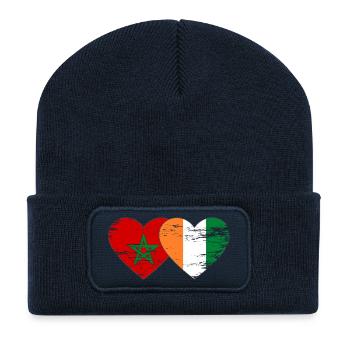 Elfenbeinküste Marokko Flagge Herz used - Recycelte Patch Beanie - French Navy - Vorne
