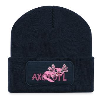 Lettrage Axolotl Joyeux - Beanie recyclé à patch - bleu marine - Devant