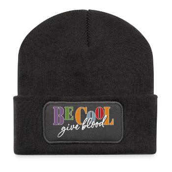 Be cool, give Blood! - Recycelte Patch Beanie - Dunkelgrau - Vorne