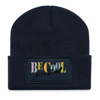 Be cool, give Blood! - Recycelte Patch Beanie - French Navy - Vorne