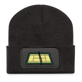 Tennisplatz Court Netz Geometrisch - Recycelte Patch Beanie - Dunkelgrau - Vorne