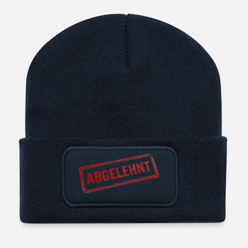 „Abgelehnt“ Stempel Rot Büro - Recycelte Patch Beanie - French Navy