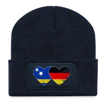 Curacao Germany flag heart used - Recycled Patch Beanie - french navy - Front