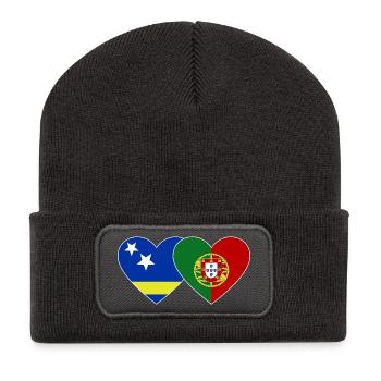 Curaçao_Portugal_Flagge_Herz - Recycelte Patch Beanie - Dunkelgrau - Vorne