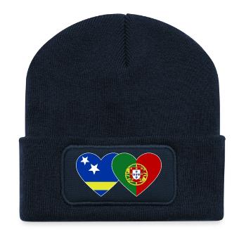 Curaçao_Portugal_Flagge_Herz - Recycled Patch Beanie - french navy - Front