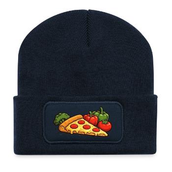 Pizza is my vegetable -Fun fast food design - Recycled Patch Beanie - french navy - Front