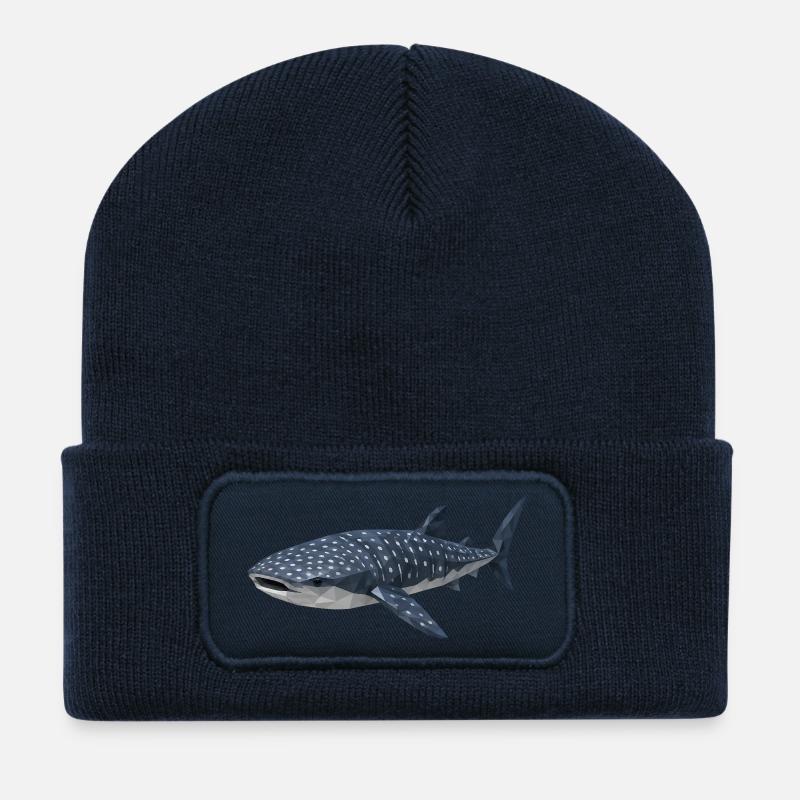 Polygonal Whale Shark – Geometric Art - Recycled Patch Beanie - french navy