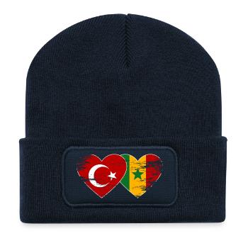 Türkei_Senegal_Flagge_Herz_used - Recycled Patch Beanie - french navy - Front