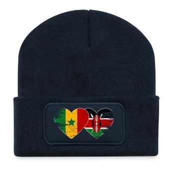 Senegal_Kenia_Flagge_Herz_used - Recycelte Patch Beanie - French Navy - Vorne