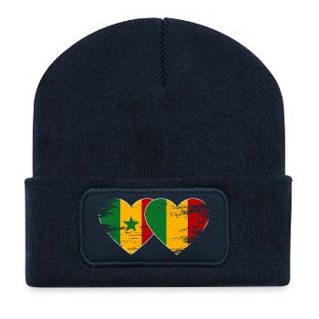 Senegal_Mali_Flagge_Herz_used - Beanie recyclé à patch - bleu marine - Devant