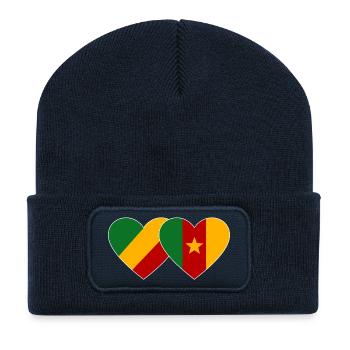 Kongo Kamerun Flagge - Recycelte Patch Beanie - French Navy - Vorne
