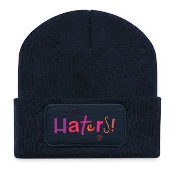 Hello Haters! Cooler Spruch - Recycelte Patch Beanie - French Navy - Vorne