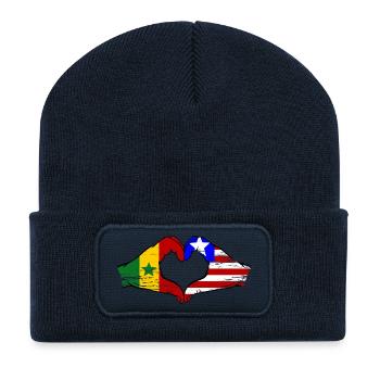 Senegal_Liberia_Flagge_Haende_Herzform_used - Recycelte Patch Beanie - French Navy - Vorne