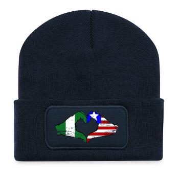 Nigeria_Liberia_Flagge_Haende_Herzform_used - Recycelte Patch Beanie - French Navy - Vorne
