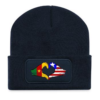 Kamerun Liberia Flagge Herz used - Recycelte Patch Beanie - French Navy - Vorne