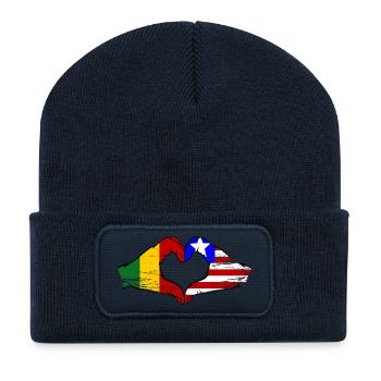 Mains du drapeau Mali du Libéria Mains de cœur utilisées - Beanie recyclé à patch - bleu marine - Devant
