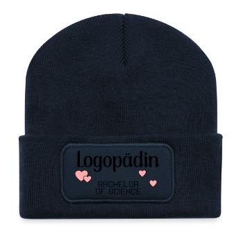Bachelorstudium Logopädie Logopädin - Recycelte Patch Beanie - French Navy - Vorne