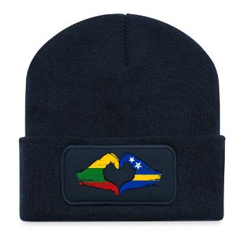 Lithuania Curaçao flag hands heart shape used - Recycled Patch Beanie - french navy - Front