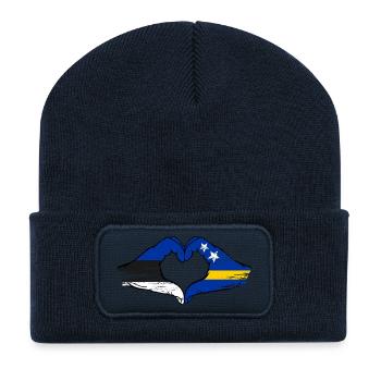 Estonia Curacao flag hands heart shape used - Recycled Patch Beanie - french navy - Front