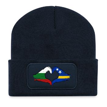 Bulgaria Curacao flag hands heart shape used - Recycled Patch Beanie - french navy - Front