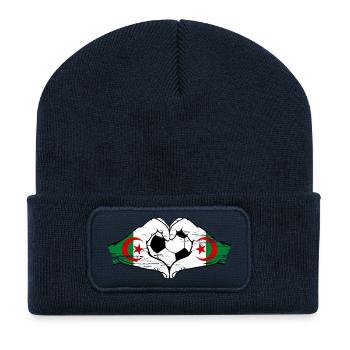 Algerien Flagge Hände Herzform Fußball - Recycelte Patch Beanie - French Navy - Vorne