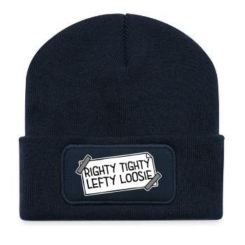 Righty Tighty Lefty Loosie Lustig Heimwerker Logo - Recycelte Patch Beanie - French Navy - Vorne