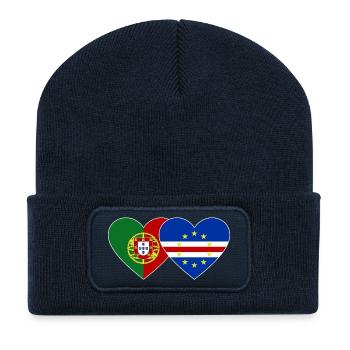 Portugal Kap Verde Flagge Herz - Recycelte Patch Beanie - French Navy - Vorne