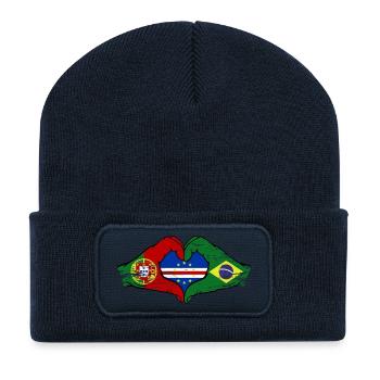Cape Verde Portugal Brazil Flag Hands - Recycled Patch Beanie - french navy - Front