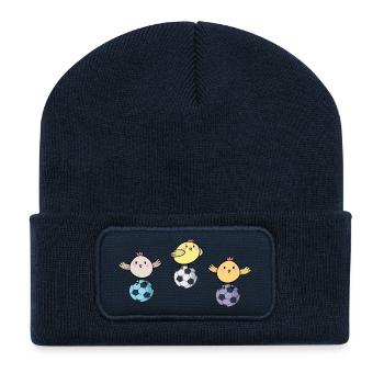 Küken auf Fußbälle - Recycelte Patch Beanie - French Navy - Vorne