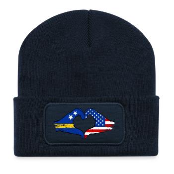 Curacao_USA_Flagge_Haende_Herzform_used_used - Beanie recyclé à patch - bleu marine - Devant