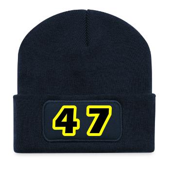 47 Symbole numérique - Beanie recyclé à patch - bleu marine - Devant